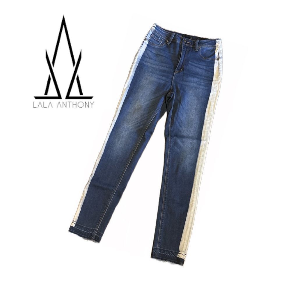 Lala‎ Anthony Women’s High Rise Tuxedo Raw Hem Skinny Jeans - Size 30